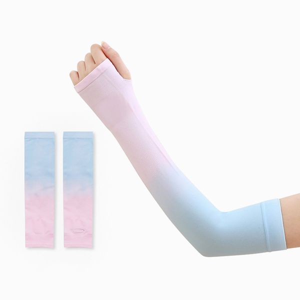 

gradient ice silk sleevelet sunscreen arm sleeves arm guard covers oversleeve uv protection cycling and driving women men 1 pair