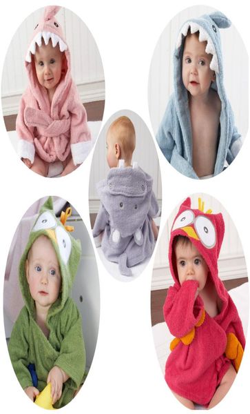 

15 styles cute animal towels bathrobe flannel kids shark fox mouse owl model cartoon nightgown children hooded bathrobes c17105350092