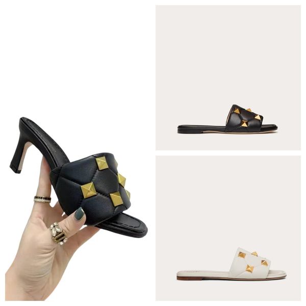 

luxury designer women sandals v spring/summer latest sandals choose from nine colors high heels 5.5cm flat heels 1.5cm. size 35-43 with box, Black