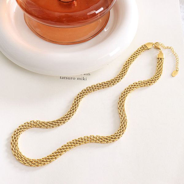 

french vintage braided necklace titanium steel plated 18k gold lace watch chain chain clavicle chain light luxury high-grade necklace, Silver
