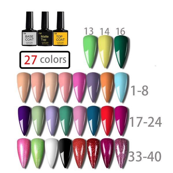 

nail gel 30pcs polish set glitter sequins soak off uv semi permanent base coat kit 230704, Red;pink