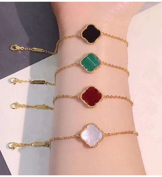 

1 motif classic fashion deisgner bracelets clover bracelet 4four leaf clover jewelry gold bangle bracelet for women men gold chain, Golden;silver