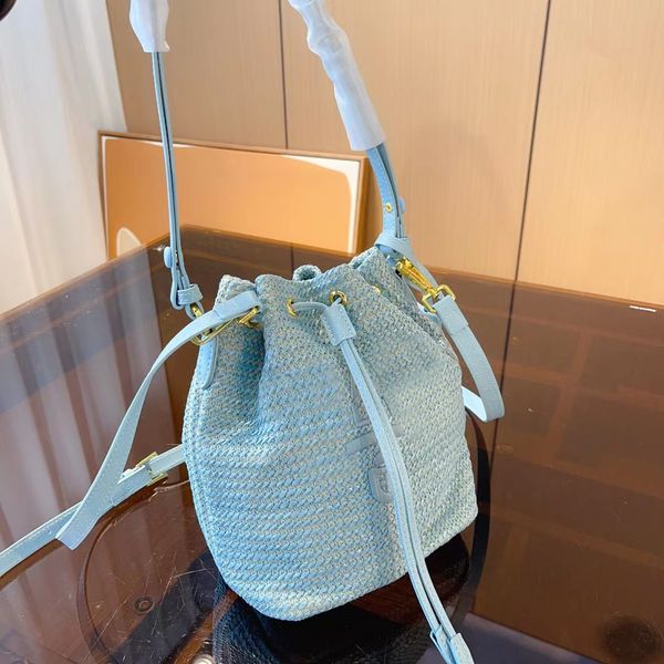 

braided bucket bag fashion designer bag refreshing literary sun grass braided bag large capacity very practical crossbody bag handbagc