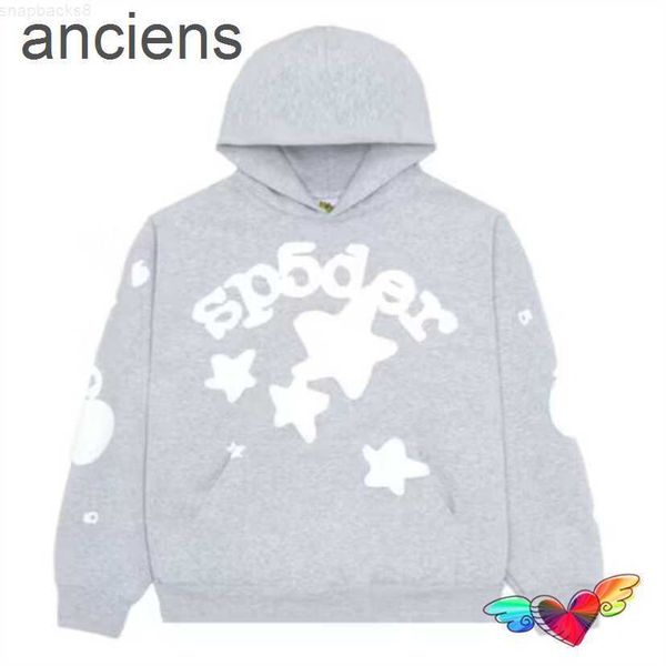 

mens hoodies sweatshirts mens hoodies sweatshirts 2023 grey sp5der men women white foam graphic young thug spider hip hop 555555 sweatshirt, Black