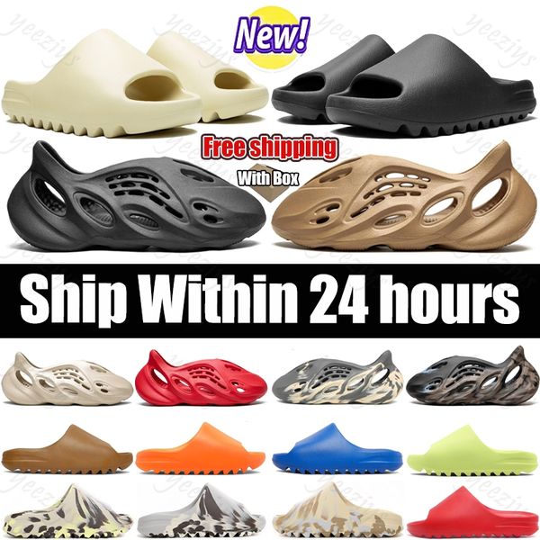 

foam runner slides designer slippers slider sandals slide for men women bone pure onyx cinder vermillion ochre mineral blue clog sandal rubb, Black