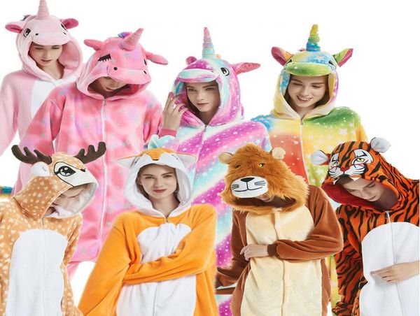 

fox reindeer panda lion tiger unicorn pajamas for mom dad baby pijamas cosplay costume night suits kigurumi pajamas pyjamas y200701785007, Blue;red
