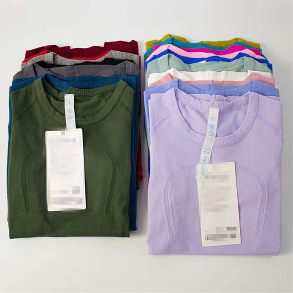 

lulus women yoga t-shirts women's t-shirt high-elastic breathable running quick drying seamless short sleeve sport-cycling gym wear lu