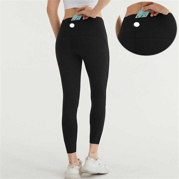 

ll-118 yoga pant women leggings ninth pants push fitness soft high waist back pocket hip lift elastic casual jogging woman 23ss