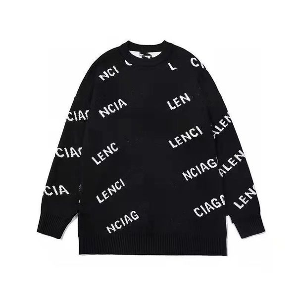 

designer women's sweater couple sweater knitted round neck high neck women's fashion letter long sleeve clothing pullover, White;black