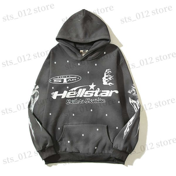 

men's hoodies sweatshirts harajuku stranger things retro vintage mud printed men's fleece hoodies oversize casual pullover hooded, Black
