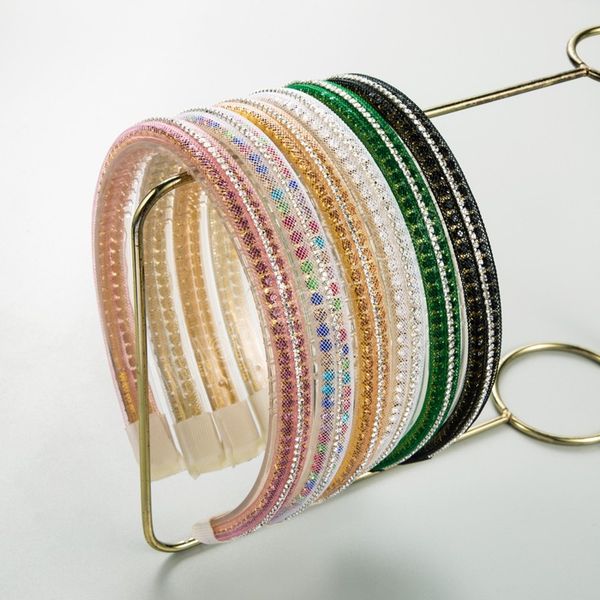 

luxury solid color rhinestone headbands fashion non-slip hair accessories summer women's trend party hairband hair hoop, Silver