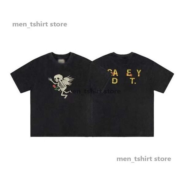 

summer tees 2023 galleryes designer t shirt man fashion atlethic short oversized cotton sleeve crew neck fit womens tshirt polo xl black ym5, White;black