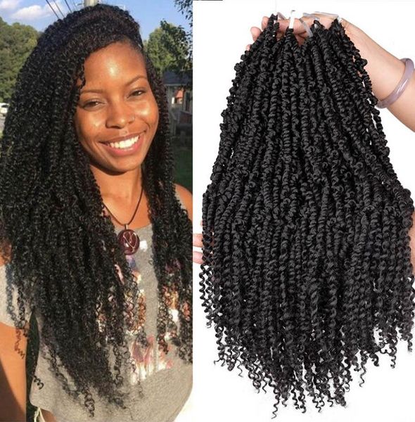 

24 roots 18iinch prelooped crochet bomb spring hair fluffy synthetic preed passion crochet braids 1b ombre hair 6179132, Black