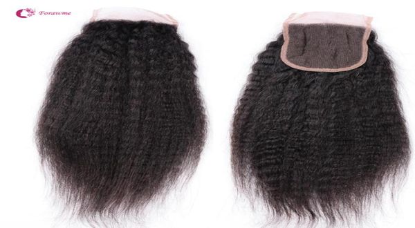 

peruvian unprocessed lace closures hair 4x4 brazilian remy human hair kinky straight closure pieces 1b part 130 afro yak8569969, Black;brown