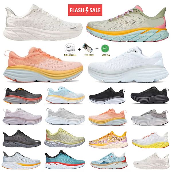 

2023 clifton bondi 8 mens running shoes carbon x2 summer song blue shell coral peach parfait triple white seaweed coast floral women men mes