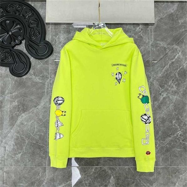

designer mens womens chromes heartss hoodie sweatshirts winter sweaters american little fashion brand autumn new green painted graffiti prin, Black