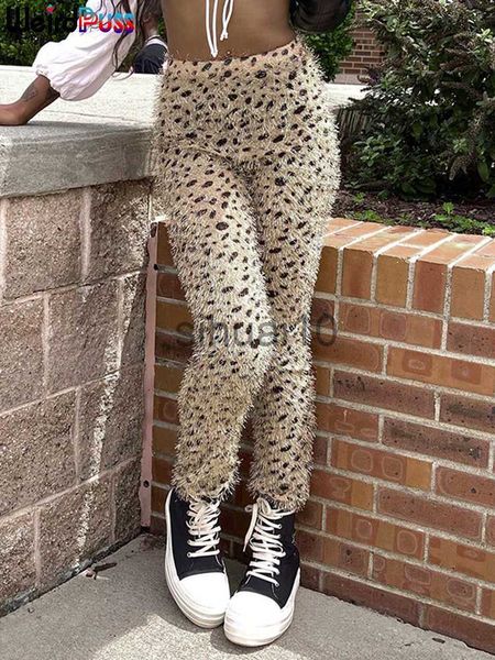 

women's pants capris weird puss leopard fall hairy pencil women pants skinny 2022 trend wild casual stretch fitness streetwear vintage, Black;white