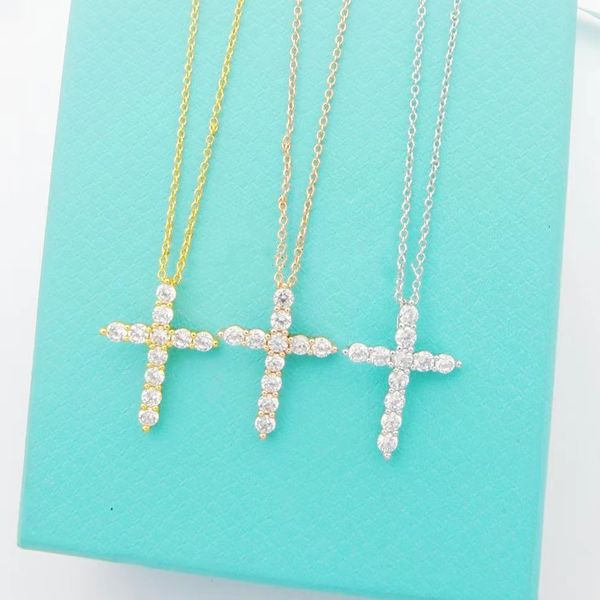 

designer heart necklace pendant women necklaces men women hip hop cross necklace with 4mm zircon tennis chain iced out bling hiphop jewelry, Silver