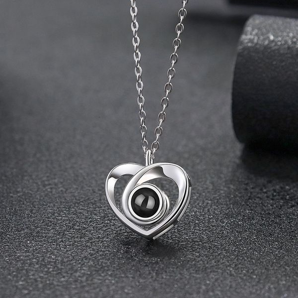 

necklaces ethshine pendant personalized heart picture necklace for women 925 sterling silver projection po christmas gifts 230704