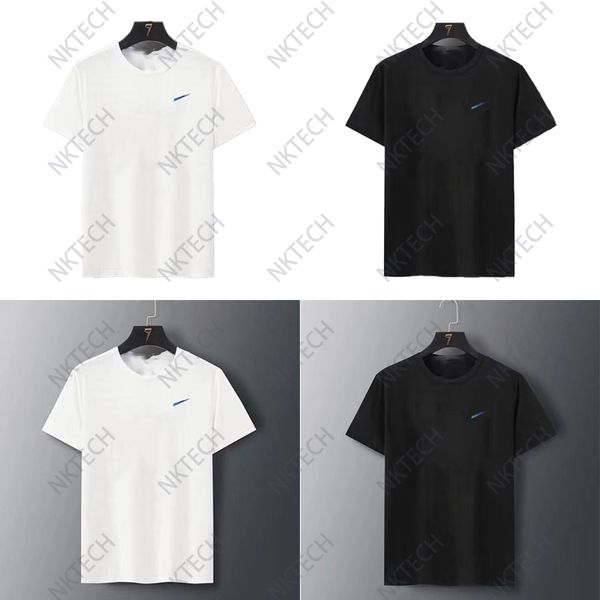 

men's short-sleeved summer round neck classic black and white two-color trend casual sports plus-size t-shirt, White;black