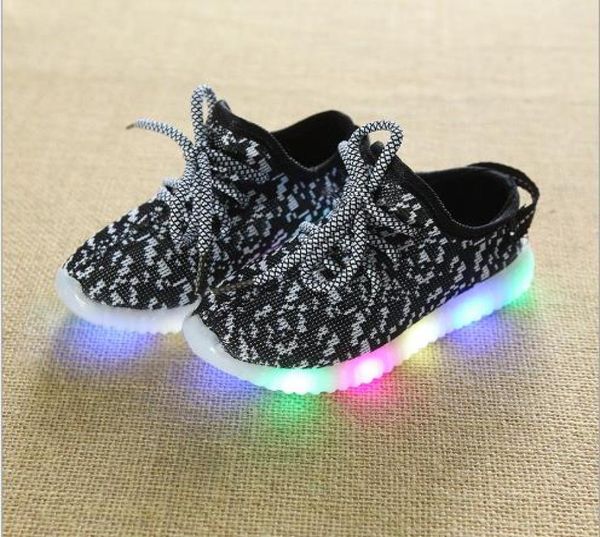 

2018 new children039s led lighting shoes boys and girls casual coconut knitted children039s shoes6899375, Black