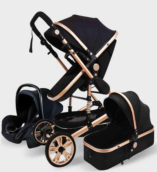 

multifuntional baby stroller 3 in 1 high landscape portable carriage gold born 2111049694087