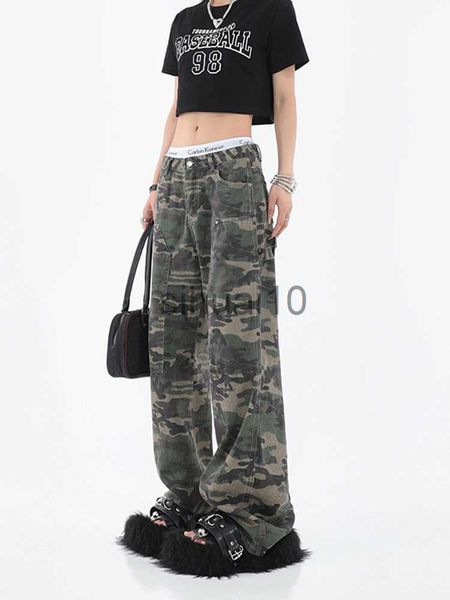 

women's pants capris y2k streetwear camouflage jeans woman high waist cargo pants straight jeans fashion straight baggy pants casual de, Black;white
