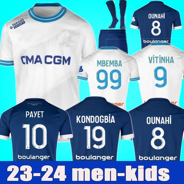 

maillot foot 23 24 marseilles alexis soccer jerseys cuisance guendouzi payet clauss football shirts men kids kit 2023 2024 veretout under nu, Black;yellow