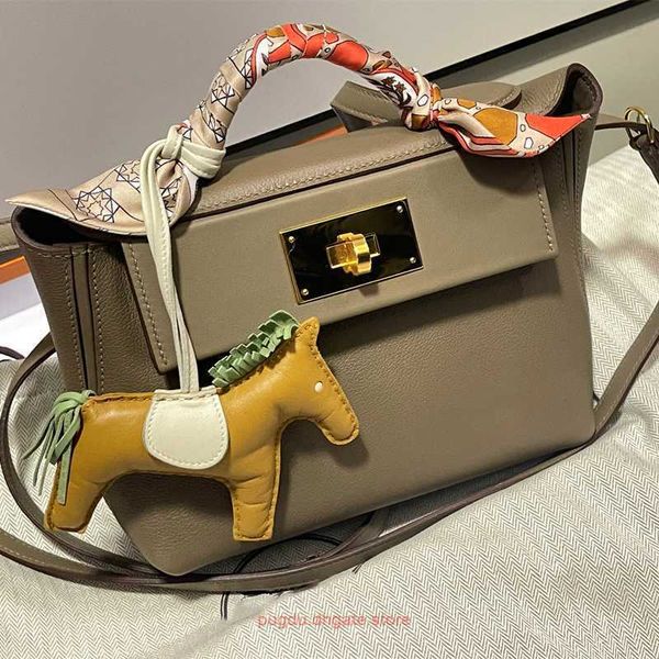 

h home designer 2424 tote bags for sale true leather bag 2424mini bag single shoulder diagonal cross bag togo leather handbag elephant gray