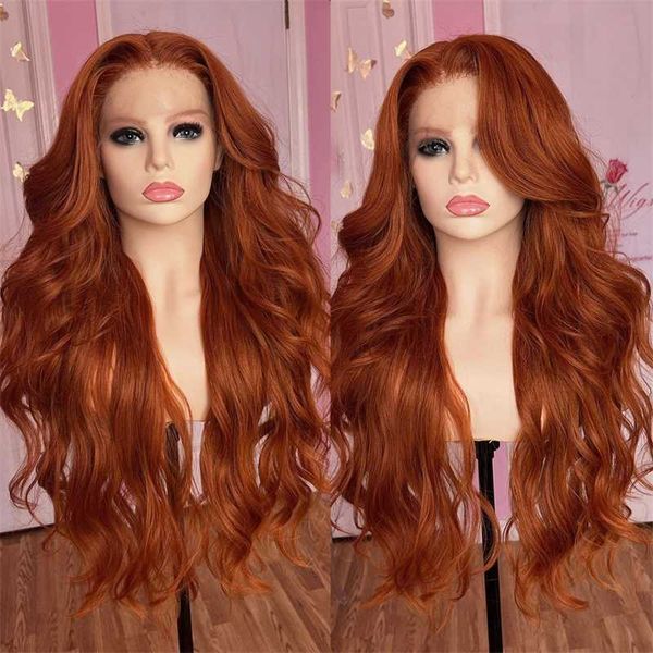 

ginger synthetic lace wigs for black women natural hairline synthetic lace frontal wig heat resistant fiber orange wigs 230524, Black;brown