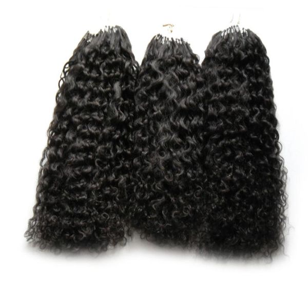 

new virgin mongolian afro kinky curly hair 300s apply natural hair micro link hair extensions human 300g micro bead extensions9430435, Black