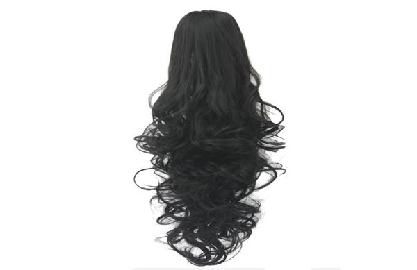 

fashion long wavy cosplay wigs curls wavy ponytail wigs claw clip pony tail hair extensions multicolor women wig heat resistant8954297, Brown