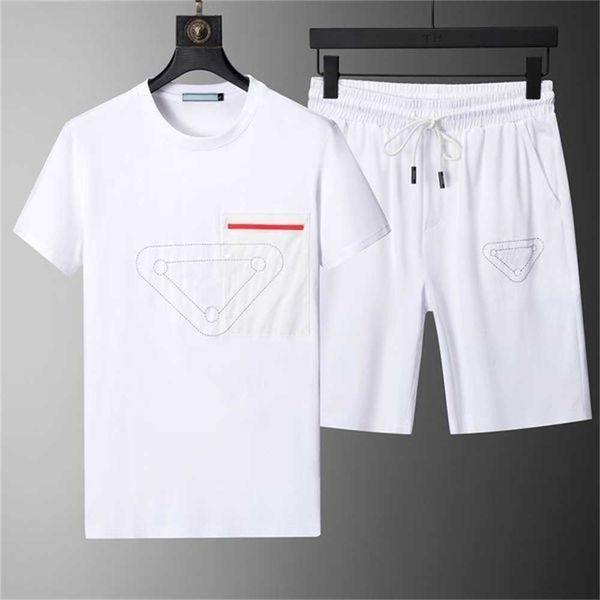 

luxury men's tracksuits designer track suit t-shirt short two piece set fashionable embroidery metal triangle label soft clothing c3i9, Gray