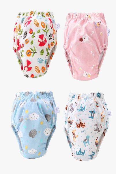 

23 colors baby diaper cartoon print toddler training pants 6 layers cotton changing nappy infant washable cloth diaper panties reu4091612