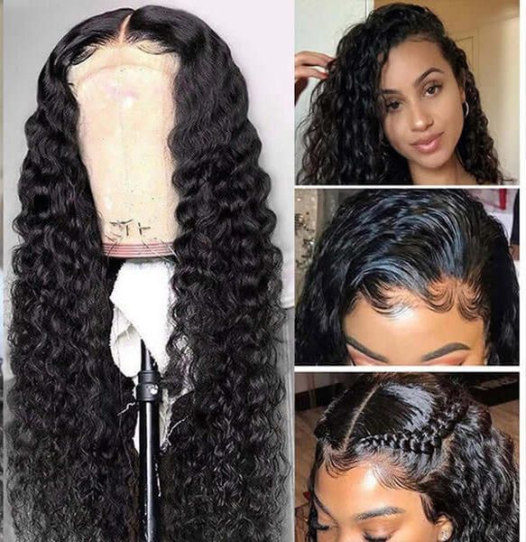 

deep loose preplucked lace frontal wig human hair wigs with baby hair water front wig body straight curly9581873, Black;brown