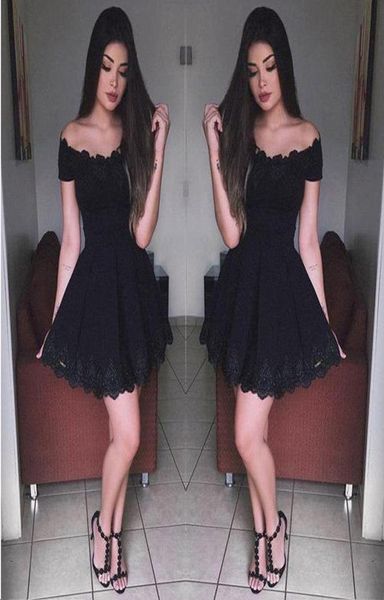 

latest designs little black dress off the shoulder cocktail dresses lace appliques aline short homecoming graduation dress party 7243015, Blue;pink