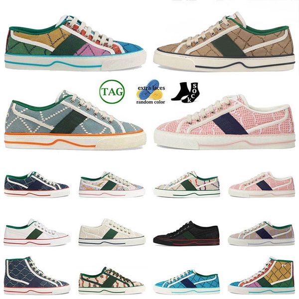 

2023 brand designer tennis 1977 mens shoes canvas sneakers jacquard denim women shoe ace rubber embroidered vintage luxury casual loafer, Black