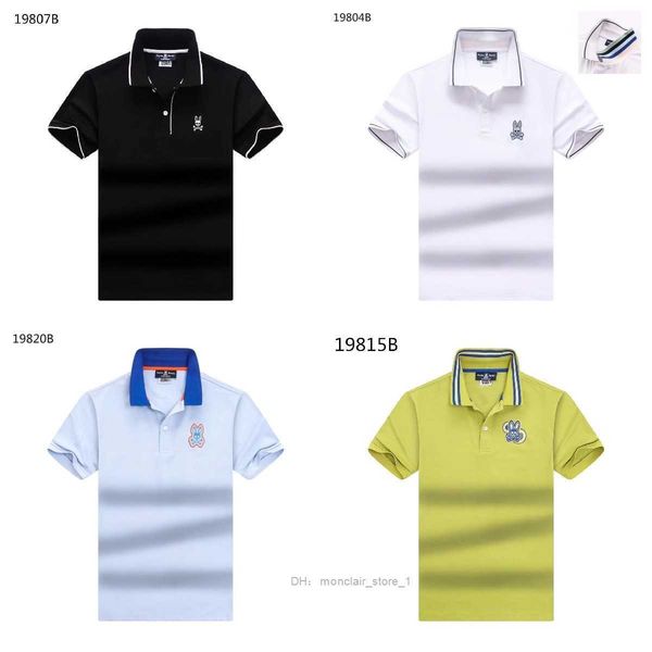 

psycho bunny shirt polos combed cotton summer clothing short sleeve business design animal pattern casual striped designer breathable clothe, White;black