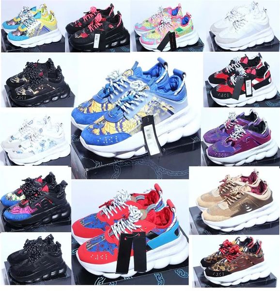 

2023 chain reaction women men designer casual shoes luxury brand platform sneakers rubber suede running shoes cherry bluette fashion sports, Black