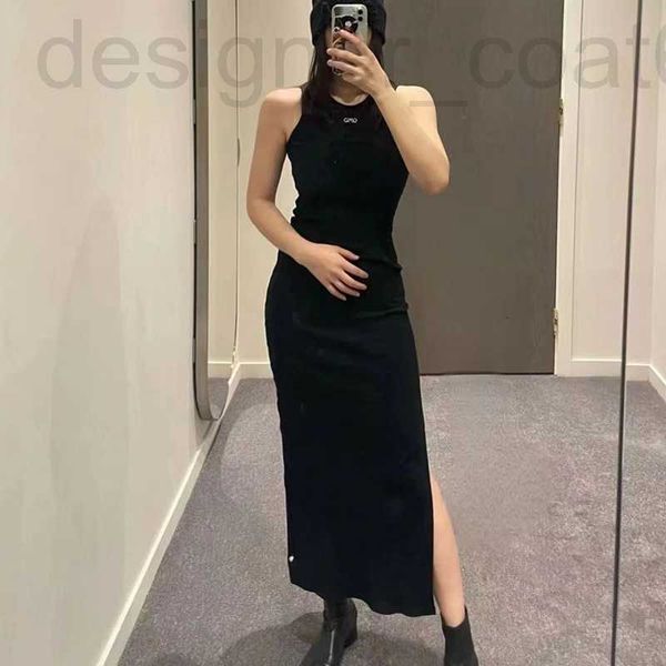 

basic & casual dresses designer womens knitted dress sundress mid-length embroidered slim-fit temperament skirt q4fu, Black;gray