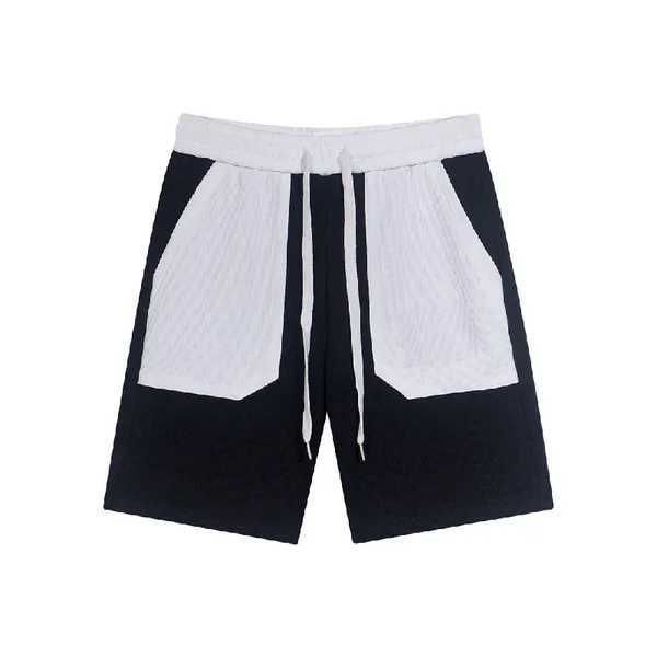 

r men's shorts patchwork black and white reverse women's embroidered waffle elasticated waistband casual sports luxury xs- 3vo3, White;black