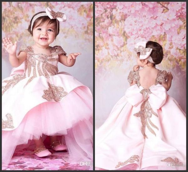 

2019 pink ball gown princess baby girl flower girls dresses for weddings sweep train sequins kids formal wear cute first communion9040988, White;blue