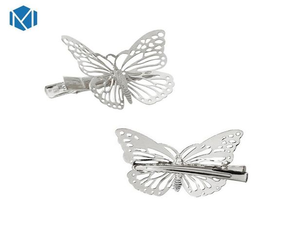 

2 piecesset hollow sliver butterfly hair clips for girls retro barette hairpins vintage fashion acessorio para cabelo6365007, Slivery;white