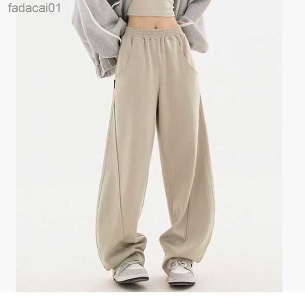 

loose wide leg pants women baggy y2k korean fashion sweatpants female high waist streetwear trousers vintage casual joggers l230621, Black;white