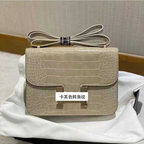 

factory wholesale designer h ermes totes handbags high end and niche shoulder bag with buckle kangkang 2023 new light luxury crocodile patte