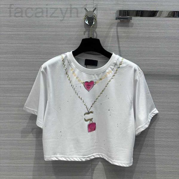

women's t-shirt designer 23ss womens womens clothing tee round neck pure cotton short style necklace printing sleeve t shirt clothes m1, White