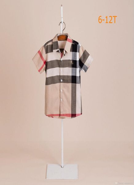

designer kids plaid shirts summer children lapel short sleeve shirt big boys girls cotton clothing 512t a71785590062, White;black