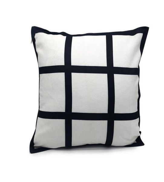 

4040cm blank sublimation pillow case diy black 9 panels grid heat transfer throw cushion cover home sofa decor pillowcases z26995567212