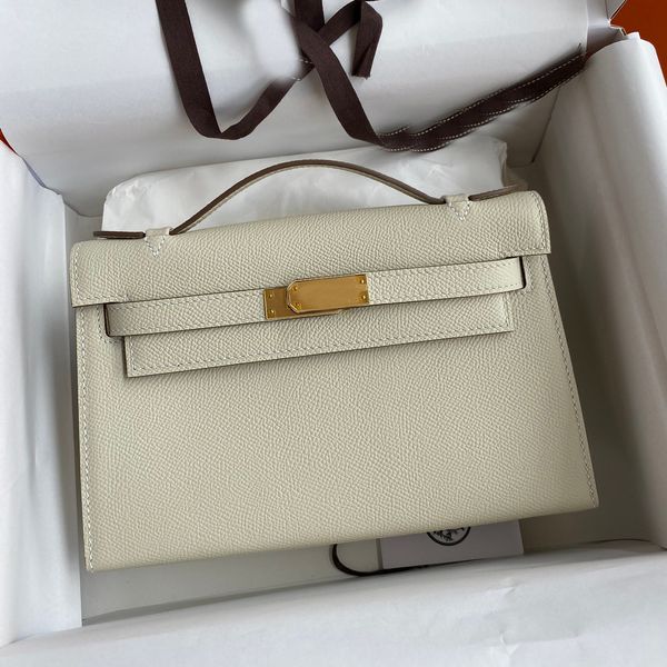 

9a handmade women's clutch bags luxury designer epsom leather 22cm purse brand full package