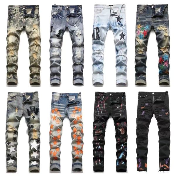 

jeans mens miri designer jeans fashion mens jeans cool style luxury designer denim pant distressed ripped biker black blue jean slim fit mot